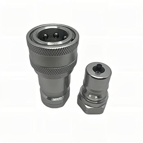 3/8" Npt Iso7241-B Hydraulic Quick Connect & Disconnect Coupler, Quick Release Coupling Set W/Dust Caps, Kubota 7J417-66220|7J417-66320 Replacement Hydraulic Quick Coupler H3-63/62 #TOP2