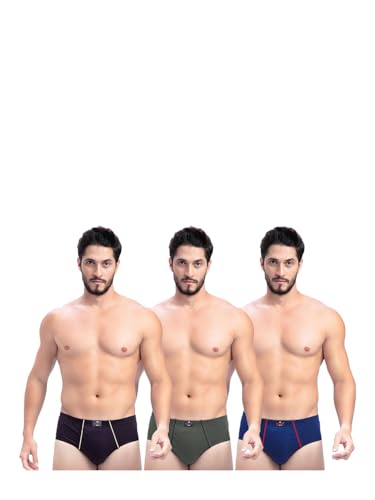 Image of Milton Mens Pure Cotton Solid Briefs with Inner Elastic|Premium Soft Breathable Underwear for Men|Comfort-Fit Waistband for All-Day Wear|Multi-Color, Color Name May Vary as per Availability|Pack of 3