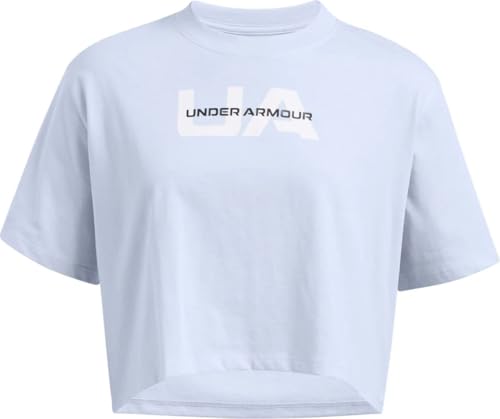 Image of Under Armour 1386846-464-LG UA W Boxy Crop Branded SS Nimbus Blue LG