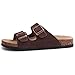 KIDMI Women's Genuine Suede Summer Sandals Arch Support Cork Footbed Slide Sandals with Double Adjustable Buckle, Brown 39