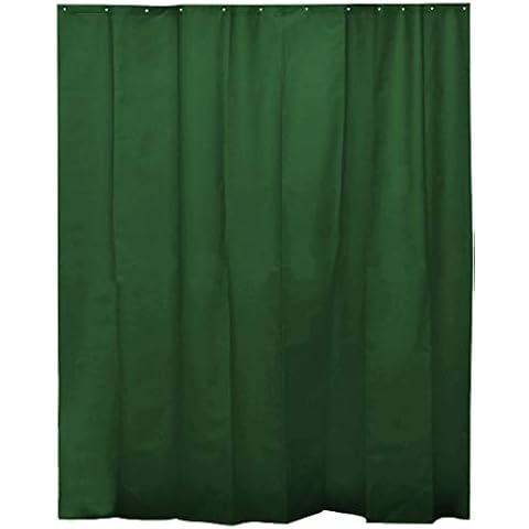 H HANSEL HOME Shower curtain Dark Green smooth for bathroom with 12 rings included, 50% EVA rubber and 50% polyethylene (180 x 200cm) Cover