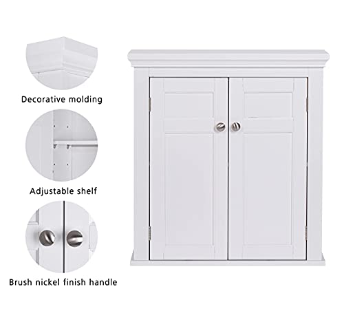 Spirich Bathroom Cabinet Wall Mounted, Hanging Bathroom Storage Cabinet Over Toilet, Medicine Cabinet with Doors and Shelves (White) - Image 5