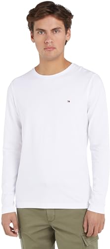 Tommy Hilfiger Herren Langarmshirt Stretch Slim Fit Baumwolle, Weiß...