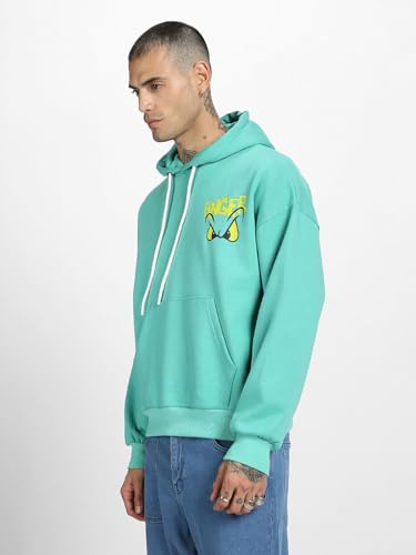 Image of Veirdo Cotton Poly Fleece Oversized Hooded Sweatshirt Baggy Fit Stylish Pocket Graphic Printed Hoodie for Men (Available in Sizes: S to 3XL)