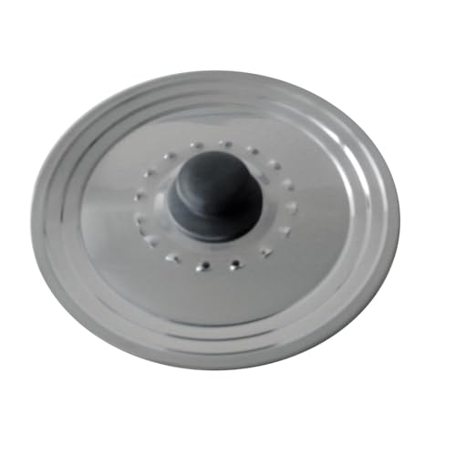 BAUMALU - Couvercle Multi-Degrés avec Trou Vapeur - Acier Inoxydable Haut de Gamme - Bouton Bakélite, Bord en Escalier - Pour Ustensiles de Ø28, 30 et 32 cm, Argente