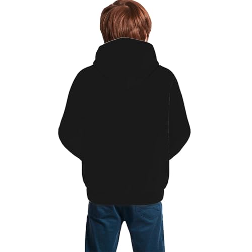 Black Kid Hoodies Boys Sweatshirts Girls Pullover with Pocket4