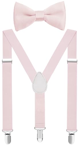 Image of Boys' Men's Suspenders and Bow Tie Set Elastic Adjustable