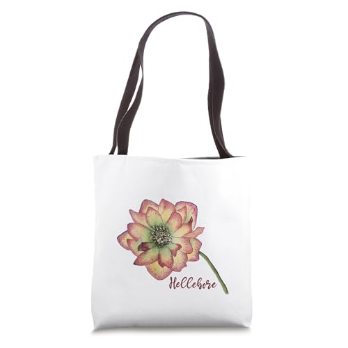 Bolso Tote con diseño botánico pintado a mano Hellebore miniatura 1