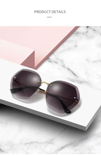 Vintage Rimless Pilot Sunglasses Women Men Retro Cutting Lens Gradient Sun Glasses Female UV4002