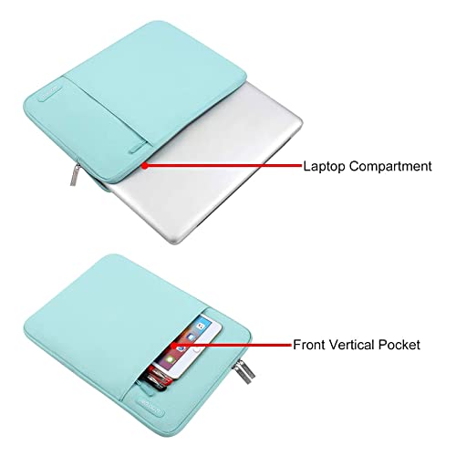 Image of MOSISO Laptop Case 14 inch, 14 inch Laptop Sleeve Compatible with HP Lenovo Dell ASUS Acer, HP Stream, Dell Latitude, Lenovo IdeaPad, Polyester Vertical Computer Sleeve Bag with Pocket, Mint Blue