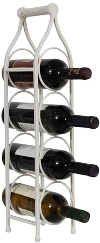 Biscottini Porte-Bouteilles à vin en Fer forgé Blanc Antique – Porte-Bouteille Eau et vin L13 x PR14 x H58 – Porte-vin de Table - Cave à vin pour Meubles