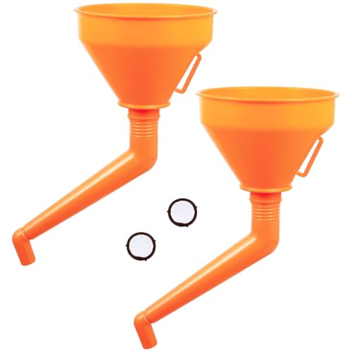 Oil Funnel Oil Drain Funnel Drip-Free Oil Filter Funnel 2pcs Automotive Funnels Set, Wide Mouth Funnels, Plastic Long Neck Oil Funnel, Flexible Right Angle Funnels Mouth Right Car Useful Spill