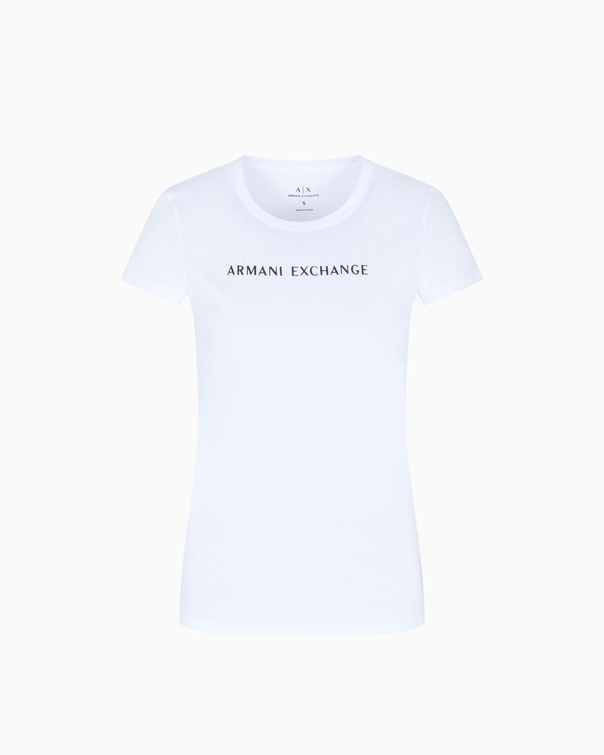 Armani Exchange Women's Short Sleeve Front Bold Logo Lettering Slim Fit T-Shirt, White (Optic White), XL