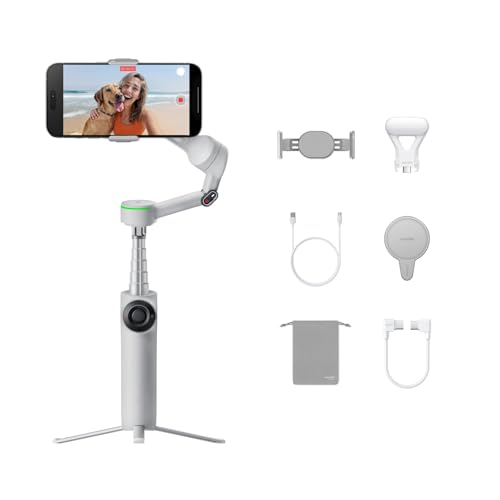 Image of Insta360 Flow 2 Pro Creator Bundle Gray - for Foldable AI Phone Gimbal, Dockkit, 360º Pan Tracking, Free Tilt Mode, Built-in Tripod /Selfie Stick, Portable Vlog /Travel Stabilizer, Spotlight, Magsafe