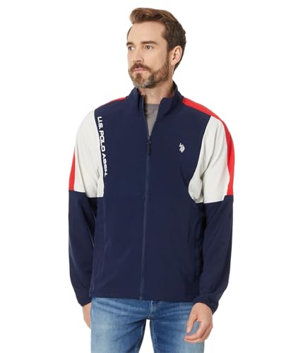 U.S. POLO ASSN. Men's USPA Stretch Woven Cut Panel Full Zip Jacket