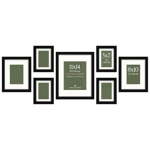 Americanflat Gallery Wall Frame Set of 7 - Black | Includes one 11x14, two 8x10 and four 5x7, shatter-resistant glass, hanging hardware included