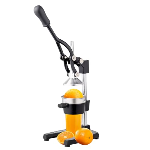 Bonnlo Presse Agrumes Manuel, presse fruit manuel, en Acier Inoxydable, Alimentaire Broyeur Jus, Orange Limon Citron Pommes Grenade, Noir