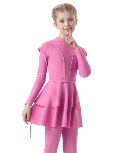 3PCS Girls Bathing Suit Rash Guard Burkini Swimsuits Kids Modest Muslim Swimwear Long Sleeve3