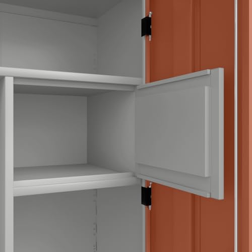 Image of Interio by Godrej Slimline 3-Door Steel Almirah with Star Mirror (Baked Clay), 1-Year Warranty, 1 Locker