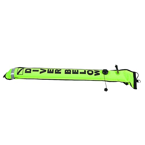 TPU Inflatable Diving SMB Signal Marker Buoy, Reflective Strip, Easy Attach Dring for Diving Signal Marker (Fluorescent Yellow)
