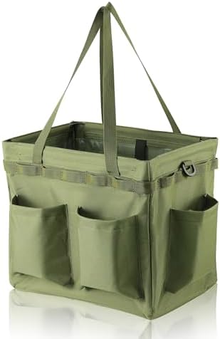 Car Trunk Organizer Multifunctional Storage Toolbox Carry Griddle,Large Grill Utensils Accessory Grilling Tools Basket Carrying Caddy Tool Tote Bag Storage Box Camp Cooking bbq Outdoor(Green)