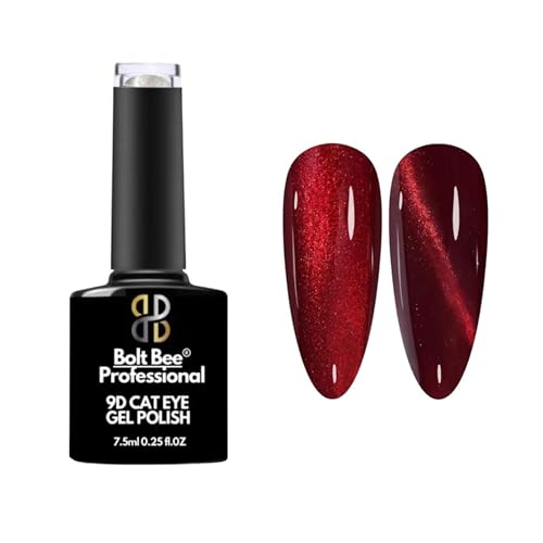 Image of Red Cat Eye Gel Nail Polish 7.5ml- Magnetic Shimmer Effect | Long-Lasting UV /LED Soak Off Gel | Mirror Shine Cat Eye Nail Art Gel for Salon (Red)