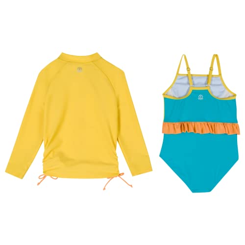 Image of SwimZip Girls' Long Sleeve Rash Guard & 1-Piece Swimsuit - UPF 50 Sun Protection