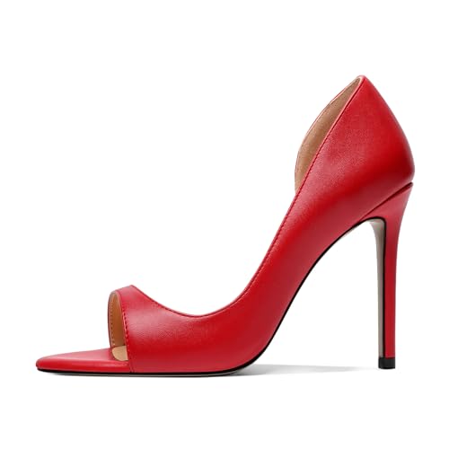 YODEKS High Heels for Women Stiletto Heel Pumps Slip On Open Toe 4 Inch Dress Shoes2