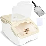 IOKHEIRA Extra Large Chinchilla Sand Bath Kit - Plastic Dust Bath House with Sand Cup & Shovel, Pet Shower Room for Hamster Hedgehog Guinea Pig Squirrel & Small Animals (White)