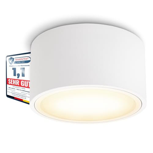 SSC-LUXon CELI-X LED Aufbauspot flach 4er Set mit großer Leuchtfläche - LED GX53 mit 5W warmweiß 230V - Aufbaustrahler rund