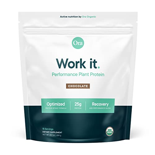 Ora Organic Work It: High Performance Plant Protein Powder with 5 Billion Probiotics - 15 Servings (Chocolate, 15)