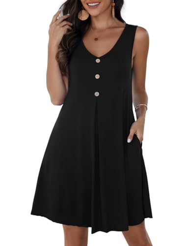 Image of JollieLovin Women Plus Size Summer Sundress Tank Sleeveless V Neck Beach Swing Dress Swimsuit Cover ups(L-5X)