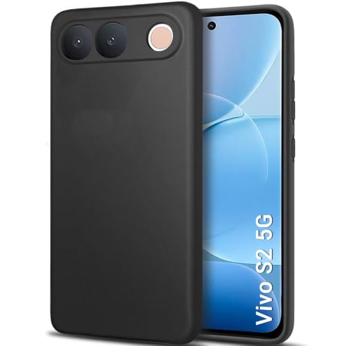 Image of TheGiftKart Sleek Back Cover Case for Vivo S2 5G | Slim Fit Protective Design | Ultra Matte Finish | Camera Protection Bump | Soft Silicon Back Cover Case for Vivo S2 5G (Silicone, Black)