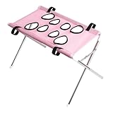 Pet Grooming Hammock Harness for Cats Small Dogs Dog Grooming Sling Stand with Frame Mesh Polyester Quick Eight Hole Design Suitable for Bathin, Pink
