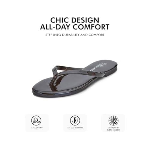 Image of Shoe Land Thong Flip Flops for Women, Memory Foam Flat Sandals, Lightweight Summer Slides, Non Slip Comfort Sandals for Beach, Travel and Everyday Wear
