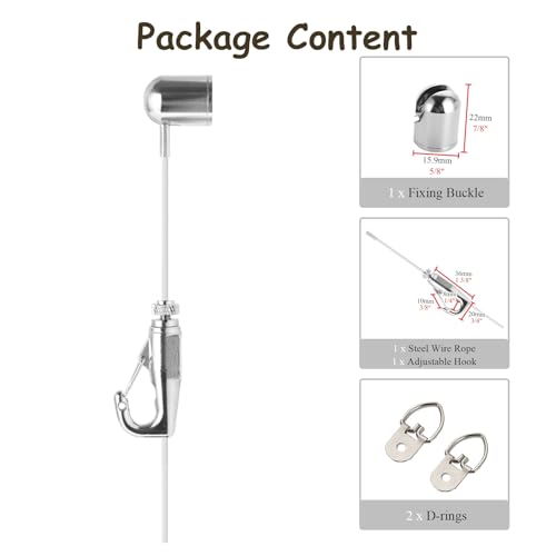 Image of Picture Rail Hanging System - Adjustable 1.6ft to 9.8ft Clear String for Art Display, Upgraded Picture Frame & Mirror Hanging Kit, Versatile Wall Mount Hardware