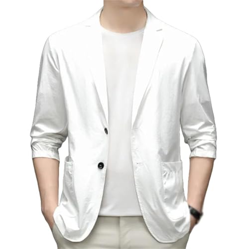 Kyayu Jacket, Men's Lightweight Summer Ice Silk Cool Suit Jacket Casual Light Lapel Blazer