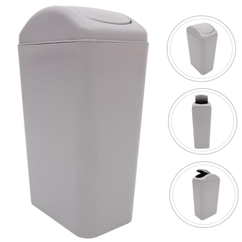 Caneca de basura rectangular con tapa, plástico, gris miniatura 5
