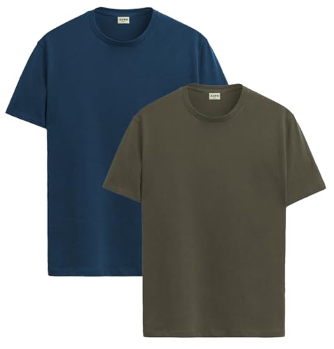 Image of ADRO Men's Cotton Regular Fit Combo Plain Solid T-Shirt Pack of 2