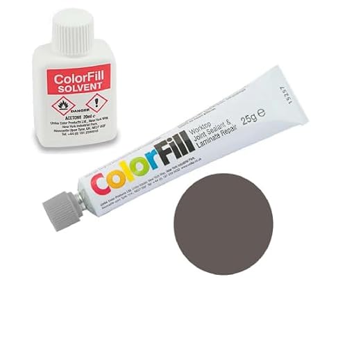 Image of Project DIY® ColorFill 100% Waterproof - Durable - Worktop Joint Sealant & Repairer, Fix, Chips, Dents & Scratches, 1 x 25g ColorFill, 1 x 20ml Solvent (CF117 - Mountain Timber, One Size)