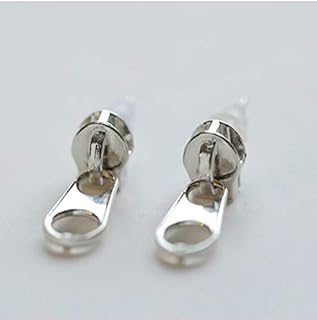 ESCYQ Pendientes De Mujer Pendiente Clavos Pendientes Gota Línea De Oído Diseño Minimalista Street Snap Párrafos Creativa Femenina Zipper Zipper Broqueles Aretes De Plata