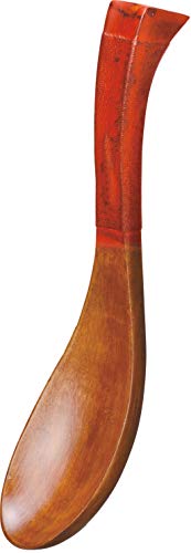 阿瀬真三商店 レンゲ 布張 根来 16cm F1111 木目(ブラウン)持ち手:朱色