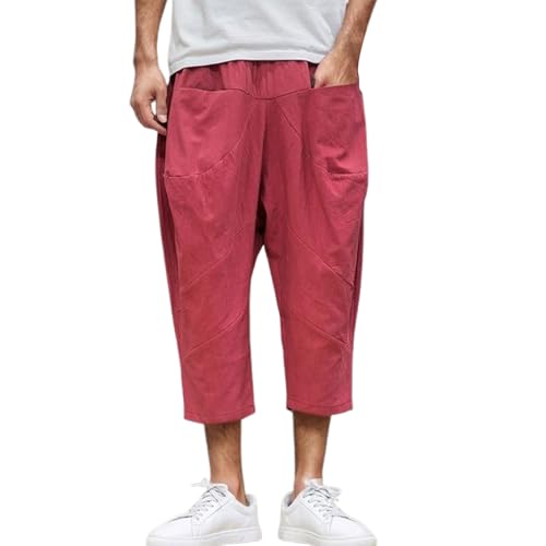 Pantalon fluide homme coupe ample sarouel décontracté couleur unie