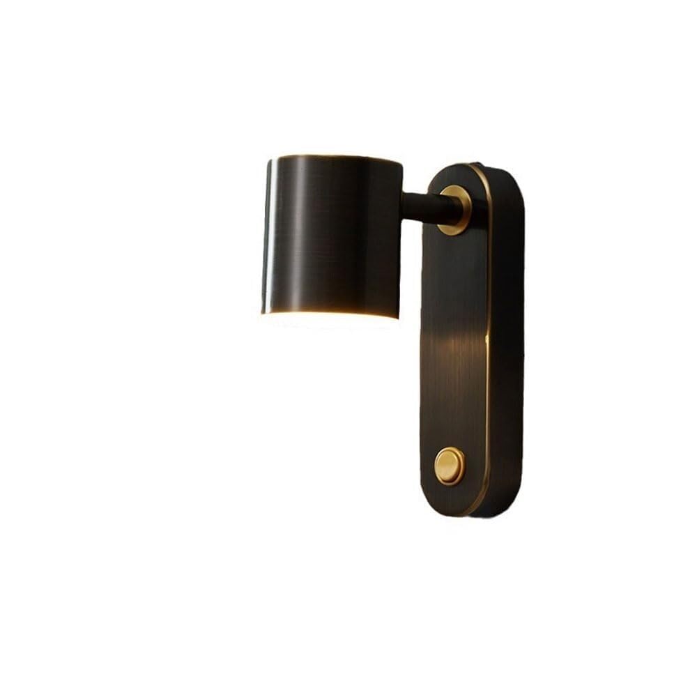 CWCQGH 7W Brushed Gold Brass Wall Sconce - Modern Minimalist Reading Light for Bedroom, with Rotatable and Adjustable Head, On/Off Switch. Wall Lamp,Wall Light Reading and Relax,Dark
