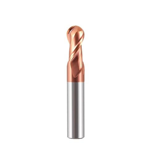 HYQOUKLR Tapered Ball Nose End Mill, 1/8 Pcs 2 Flute Ball Nose End Mill Carbide TiCN Coated R0.5-R8.0(R2x4x8x75L)