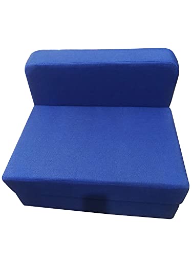 Image of Seater Folding Sofa Set Cum Bed for Home & Living Room | Mattress - Perfect for Guests | Jute Fabric (Royal Blue, 6x6 Feet)
