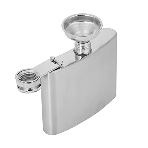 Frasco de Alcohol de Acero Inoxidable, Botella de Whisky de Vino Portátil con Llavero de Embudo, Botella de Whisky para Viajes Al Aire Libre, Camping (Jarra de 4 oz + 1 embudo)