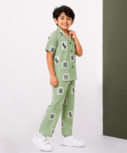 Image of 3BROS Unisex Pure Cotton Short Sleeve Kids Night Dress for Boys & Girls Nightwear /Sleepsuit /Sleepwear /Loungewear Night Suit for Boys and Girls Top and Pyjama Combo Set