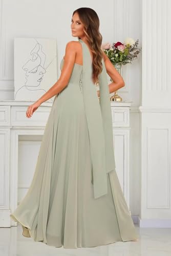 Straps Bridesmaid Dresses with Scarf Chiffon Prom Dress for Women Long A-Line Formal Party Gowns for Teens3