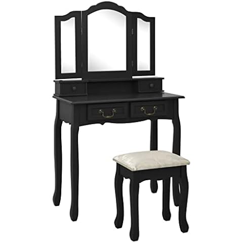Coiffeuse vidaXL Paulownia avec tabouret Cover